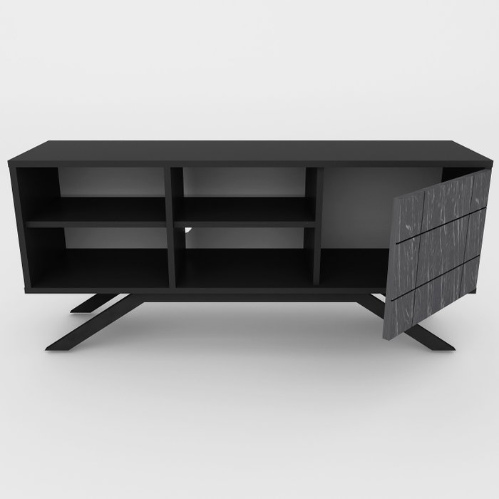 Hanah Home Soporte de TV Negro y Mármol con Diseño Industrial